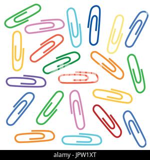 Paper Clip Multi Colored Web site page and mobile app design vector illustration. Stock Vector