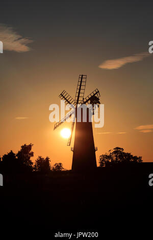 Sunset over Sibsey Trader Windmill, Sibsey village, Lincolnshire County, England, UK Stock Photo