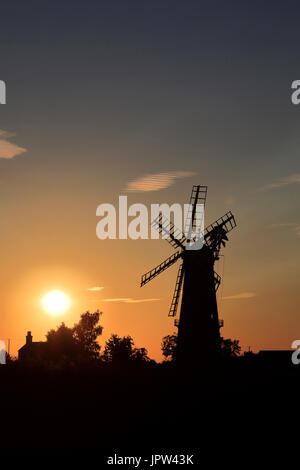 Sunset over Sibsey Trader Windmill, Sibsey village, Lincolnshire County, England, UK Stock Photo