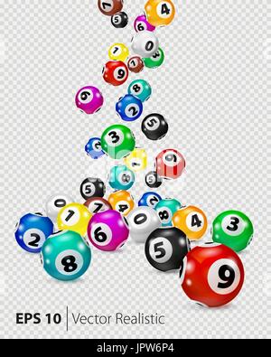 Vector Colorful Bingo balls fall randomly. Stock Vector