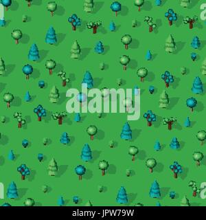 Seamless pattern with isometric trees Stock Vector