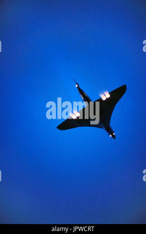 British Airways Aerospatiale BAC Concorde climbing out after take-off with afterburners Stock Photo