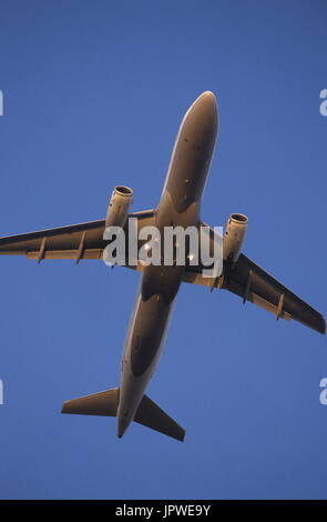 generic Airbus A320-200 climbing enroute at dusk with flaps deployed Stock Photo