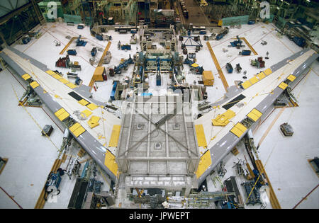 Boeing 747-400 on the production-line at the wing fuselage join stage ...
