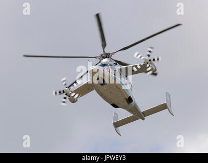 prototype Eurocopter EC-155 X3 Dauphin flying in a flying-display validation flight at the Paris Airshow Salon-du-Bourget 2011 Stock Photo
