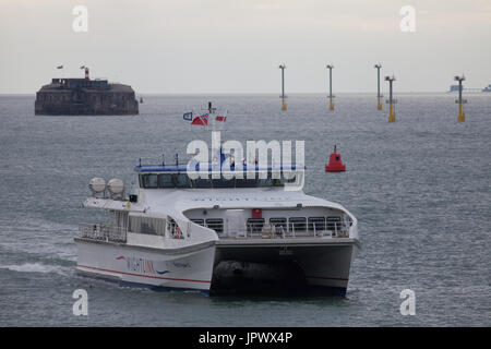 The Wightlink passenger ferry, Wight Ryder II entering Portsmouth Harbour Stock Photo