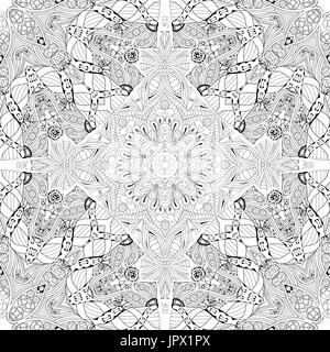 Hand drawn zentangle seamless pattern for coloring page. Stock Vector