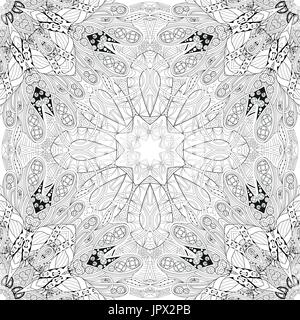 Hand drawn zentangle seamless pattern for coloring page. Stock Vector