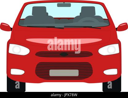 Vector cartoon red car cabriolet front view Stock Vector