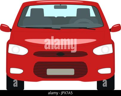 Vector cartoon red car front view Stock Vector