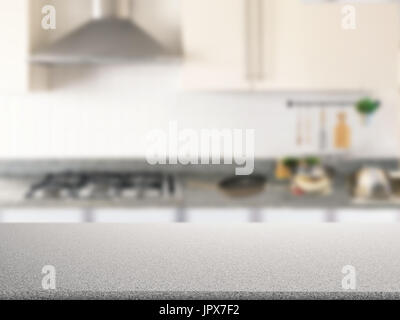 granite counter top with kitchen cabinet background Stock Photo