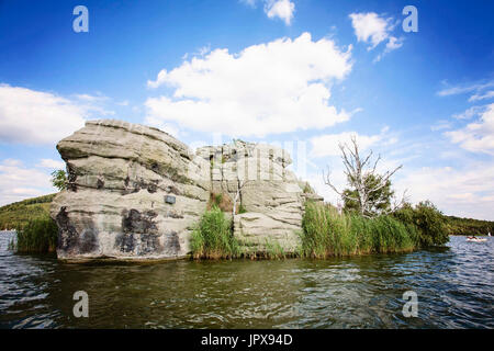 Duck and mouse island on Lake Macha. Doksy, Stare Splavy Czech Republic Stock Photo