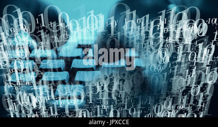 Hacker typing virus code Stock Photo