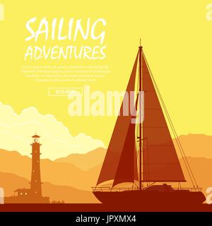 Sailing yacht at sunset Stock Vector