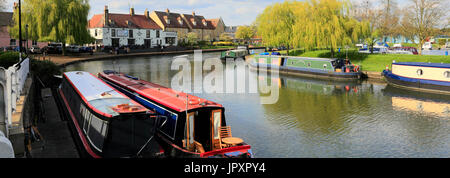 Narrowboats on the river Great Ouse; Ely City; Cambridgeshire; England; Britain UK Stock Photo