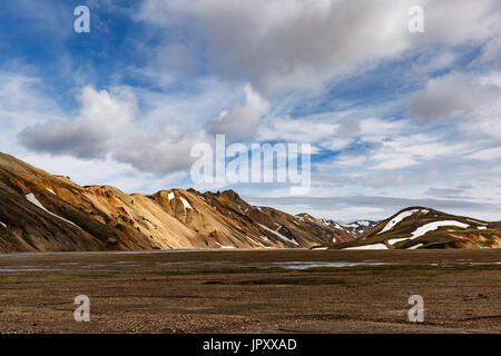 Rhyolite mountains near campground, Landmannalaugar, Fjallabak Nature Reserve, Iceland