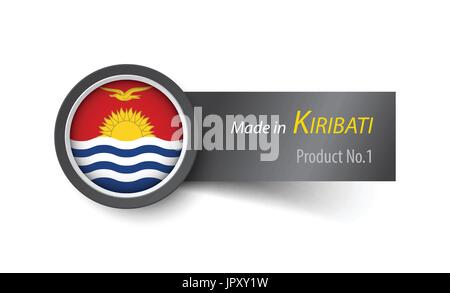 Flag icon and label with text made in Kiribati . Stock Vector