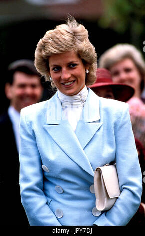 August 31, 2017 marks 20 years since Princess Diana's death. Diana Princess of Wales died from serious injuries in the early hours of August 31st 1997 after a car crash in Paris. Pictured: c. late 1980's - Princess Diana In Chester. Credit: Globe Photos/ZUMAPRESS.com/Alamy Live News Stock Photo