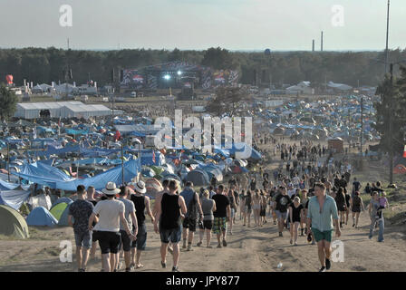 Kostrzyn nad Odra, Poland. 02nd August, 2017. A general view of the 23rd Woodstock Festival Poland (awarded with International Music Industry Award) a day before the official start. Credit: Tomasz Wozny/Alamy Live News Stock Photo