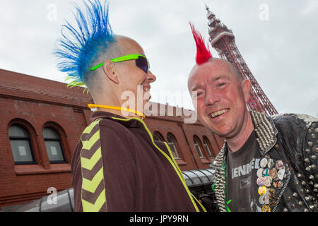 Blackpool, Lancashire, UK. 3rd August, 2017. Rebellion Festival world's largest punk festival begins as thousands of punks arrive in Blackpool for international punk festival. At the beginning of August, Blackpool’s Winter Gardens plays host to a massive line up of punk bands for the 21st edition of Rebellion Festival. There’s a fringe fest running alongside the main event. Called “At the Edge” with an art exhibition, vintage clothing and a dedicated Dr Martens stall. Credit; MediaWorldImages/AlamyLiveNews. Stock Photo