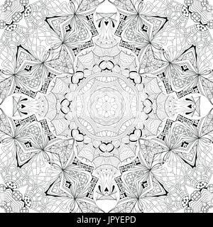 Hand drawn zentangle seamless pattern for coloring page. Stock Vector