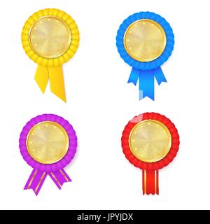 Vector colorfull award rosette  set. Empty plate. Place for text. Stock Vector