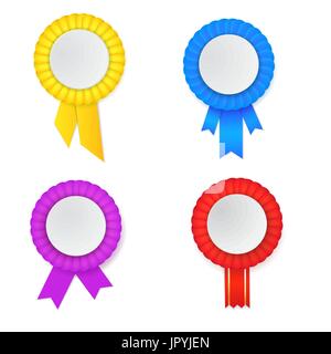 Vector colorfull award rosette  set. Empty plate. Place for text. Stock Vector