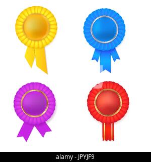 Vector colorfull award rosette  set. Empty plate. Place for text. Stock Vector