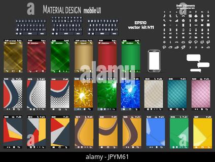 Mobile ui kit. Basic line icons set. Smartphone keyboard set. Stock Vector