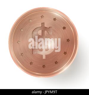 Copper coin on white  background. Vector design Stock Vector