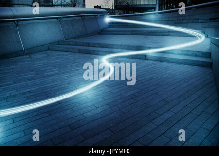 Fiber optic light trail communication technology streaming, concept Stock Photo