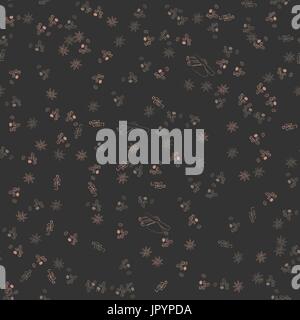 Hand drawn coffee beans vector  seamless background. Sweets, coffee beansa, vanilla and star anise. Stock Vector