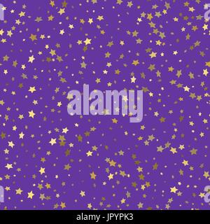 Golden stars pattern seamless. 3d stars on green background. Vector illustration Stock Vector