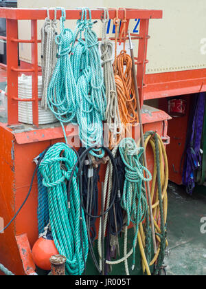 Colourful string on the fishing boat Stock Photo