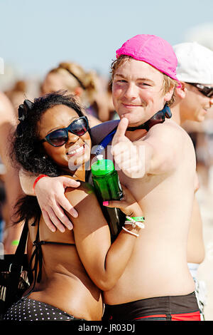 Couple enjoying spring break on Panama City Beach, Florida. Stock Photo