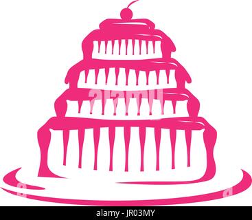 modern decorative cake illustration, isolated on white background. Stock Vector