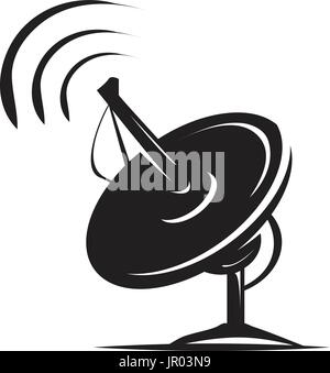 black  satellite dish, icon design, isolated on white background. Stock Vector