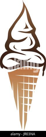 soft serve ice cream cone, icon design, isolated on white background. Stock Vector