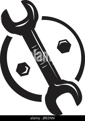 wrench with outline of circle, icon design, isolated on white background. Stock Vector