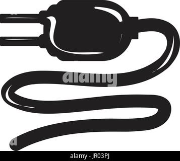 black electric plug icon, isolated on white background Stock Vector