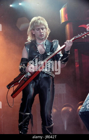 Guitarist's KK Downing of Judas Priest performs at Nassau Coliseum on March 21, 1984 in Nassau New York. Credit: mpi04/MediaPunch Stock Photo