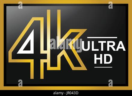 gold 4K ULTRA HD sign, icon design, isolated on white background Stock Vector