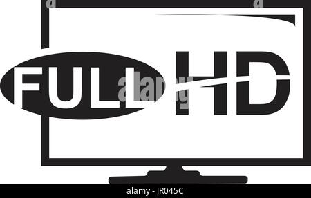 full HD within a TV screen sign, icon design, isolated on white background Stock Vector