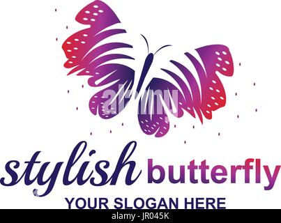 stylish butterfly logo design, isolated on white background Stock Vector