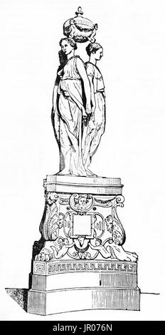 The Three Graces, funerary monument containing the heart of Henri II of France, kept in Louvre museum. After sculpture of Germain Pilon, published on 