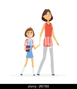 Walk To School- modern vector people characters composition Stock Vector