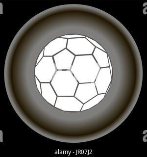 Icon white and black soccer football ball flat design on grey plate. Stock Vector