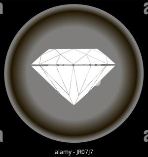 Icon Flat white Diamond on grey plate. Stock Vector