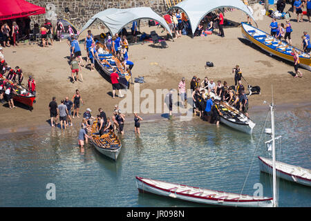 Ilfracombe Regatta 2017 boats departing from harbour Stock Photo