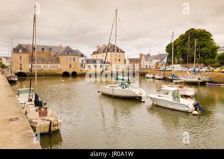 Brittany harbour - the Port de Commerce, Pont L'Abbe, Finistere, Brittany France Stock Photo